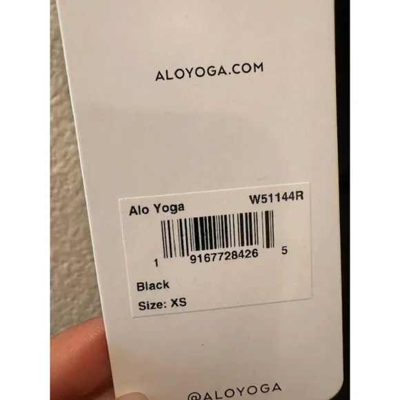 ALO Yoga Women's Black Solid Elastic Waist High Rise Ruched Leggings Size XS NWT - Picture 7 of 7